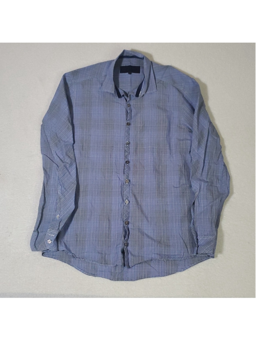 Quinn Men's Button Up Dress Shirt Slim Fit Blue/Black Size Medium